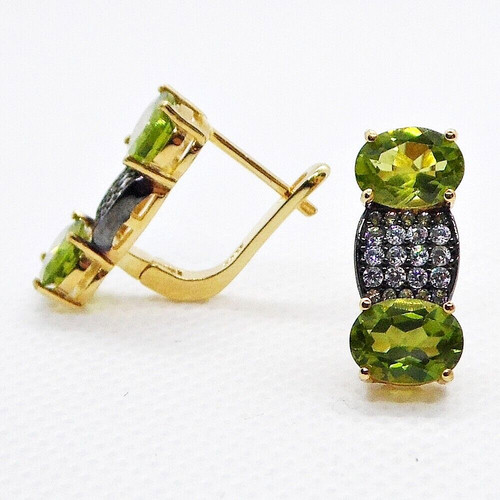 Peridot ohrringe 925 silber - peridot, cz