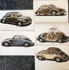 Prospekt Werbung Mappe, VW Volkswagen Käfer Brezel Standard Export Cabrio, 1951