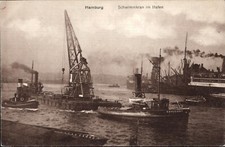 Hamburg , Schwimmkran im Hafen