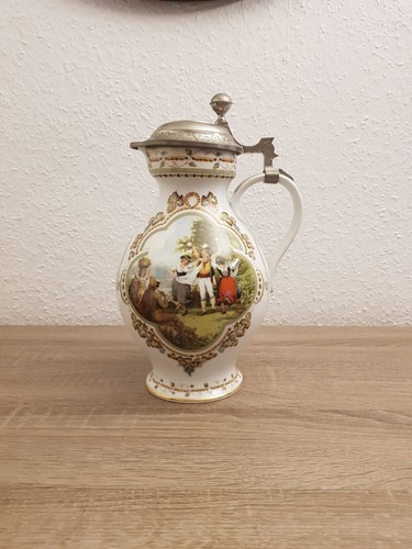 Weinkrug mit zinndeckel - weinkrug,