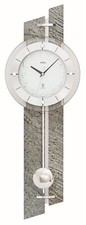 AMS 5306 Wanduhr Funk Funkwanduhr mit Pendel Pendeluhr Holzgehäuse Stein-Auflage