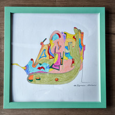 original Aquarell des Künstlers U. Fugmann inkl. IKEA-Rahmen FISKBO