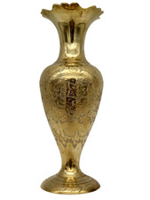 Handgravierte Messingvase Vase 25,3 cm – 486 g – Indien orientalisch Dekoration