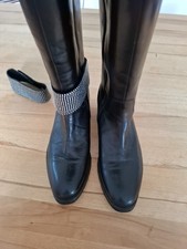 Melvin & Hamilton 39 Leder Stiefel Vollleder Schwarz Nieten Reiterstiefel 