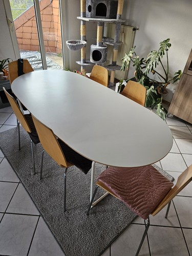 Tisch oval weiss mit - tisch, 6