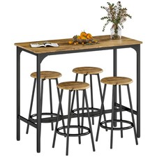 Bartisch mit Barhocker Set, 5-tlg. Bartisch-Set, Küchentisch mit 4 Barhocker