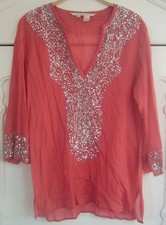 TOLLE LEICHTE ZARA TUNIKA M PAILLETTEN ROST-ROT BLUSE HEMD
