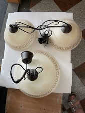 stylische Hänge- o. Decken-Lampe, Glas-Schirm m. Muster, gebr.