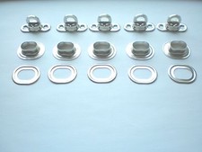 E05- 5xDrehverschluss 5 Ovalösen 17x11 Messing-vernickelt  Drehwirbel Planenösen