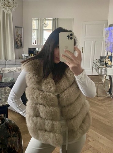 Fuchspelzweste taupe neu - fuchspelzweste,