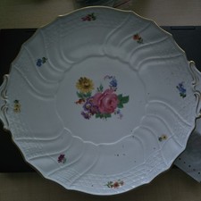 goldrand Kuchenplatte Griff Hutschenreuther Dresden Moritzburg RAR handgemalt