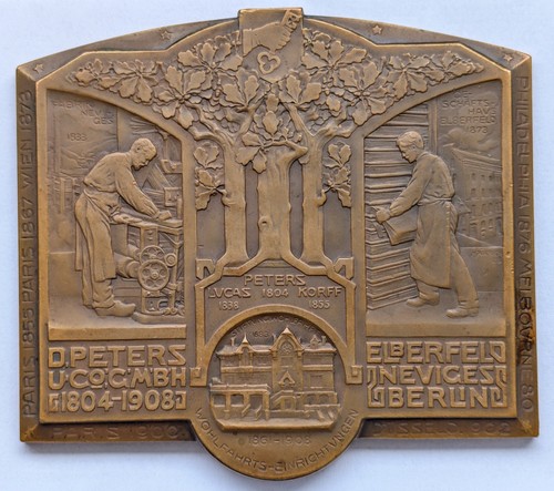 Bronzeplakette peters co - peters, &