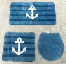 My Home 47688 Blau Anker Badgarnitur Badematten WC-Set 3-tlg. UVP: 69,90€ (3932)