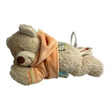 NICOTOY Hund liegend Stofftier beige SPIELUHR 25 cm Kuscheltier Plüsch