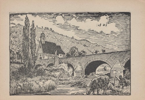 Alte postkarte landschaft mit - alte,