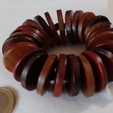 Armreif ausgefallen Holz braun Töne schlicht ca 2,5 breit  Handarbeit Gummizug