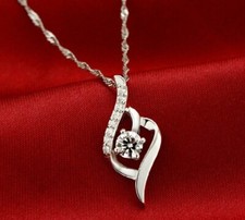 Luxus Halskette 925er Sterling Silber Anhänger Collier Zirkonia Damen Geschenk