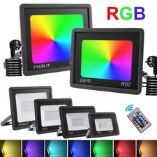 10W-200W LED Fluter RGB mit Stecker Flutlicht Außen Strahler Scheinwerfer IP66