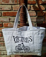 XL Shopper Schultertasche Strandtasche Bag aus alten robusten Leinen