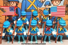 PLAYMOBIL KLICKY "10 NORDSTAATLER / WESTERN FIGUR" MIT GEWEHR + FAHNE GEBRAUCHT