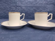 2 Fürstenberg Porzellan Moccatassen mit Untertassen weiss mit Goldrand wie neu!