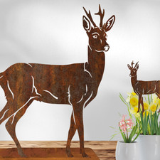 Edelrost Gartenfigur Rehbock