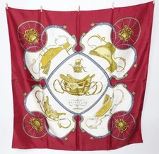 Hermès Seidentuch "Frühling" 90 cm - rot / gold / elfenbein - seltenes Design