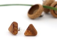 Holzschmuck Holzohrringe Damen Stecker Ohrringe 1cm 925 Silber Holz Ohrstecker
