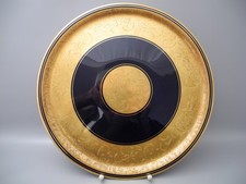 Lindner große Platte Echt Cobalt Ätzgold Handarbeit Teller D=32 cm Küps