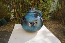 Vase fat lava türkis blau sw
