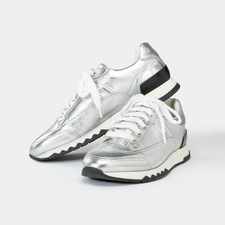 HERMES Lederschuh Silber -