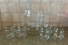 DDR Ostalgie 7 tlg. Glas Bowle Punsch Set Dekor Weinlaub-Weinrebe