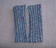 Pulswärmer einfach, blau-meliert, überwiegend Wolle / Schurwolle, handgearbeitet