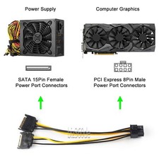 20cm SATA 2x 15pin Stecker auf 8pin PCI-E Grafikkarte Stromkabel Adapter PC