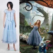 Tim Burton's Alice In Wonderland Alice Blau Kleid Dress Cosplay Kostüm Halloween