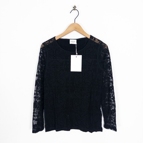 Schwarzes besticktes top mit - top,