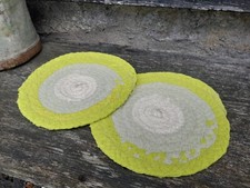 ♻️2 St Topflappen Geflochtene Untersetzer Handarbeit Upcycling grün RECYCLED♻️  