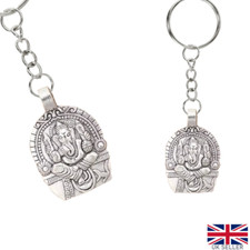 Ganesha Schlüsselanhänger Silber Elefant Buddha Gott Keychain Vinayaka Ganapati Hindu Glück