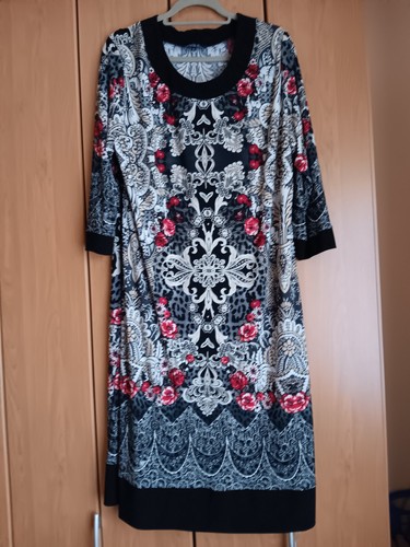 Schwarz buntes kleid 52 - schwarz,