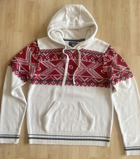 Herren Kapuzen Strick-Pullover Gr. XXL -Norweger- Weiß/Rot