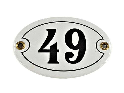Emaille hausnummer oval 49 - emaille, nr.