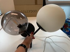 Wandleuchte Wandlampe 2x Kugel Glaskugel Ø 20cm schwarzes Metallgestell #DUS