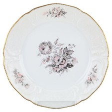 Kuchenteller Rosenthal Sanssouci weiß Graue Rose