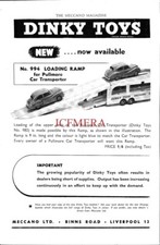 1950s DINKY Toys ADVERT Pullmore Autotransporter Laderampe Print Ad 701/06