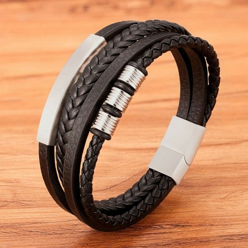 Herren leder armband schwarz - herren,