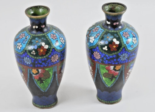 Cloisonné vasen paar 15cm - cloisonné,