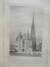 Original Stahlstich „Die St. Stephanskirche Wien“ L. Hoffmeister/J. Poppel