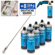 Abflammgerät Unkrautbrenner + 8x 224g Gas Kartuschen Unkraut Vernichter Brenner