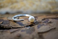 Perlenring • 925 Silber Ring • Minimalistischer Ring • Größenverstellbar