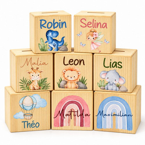 Spardose personalisiert holz - personalisiert,